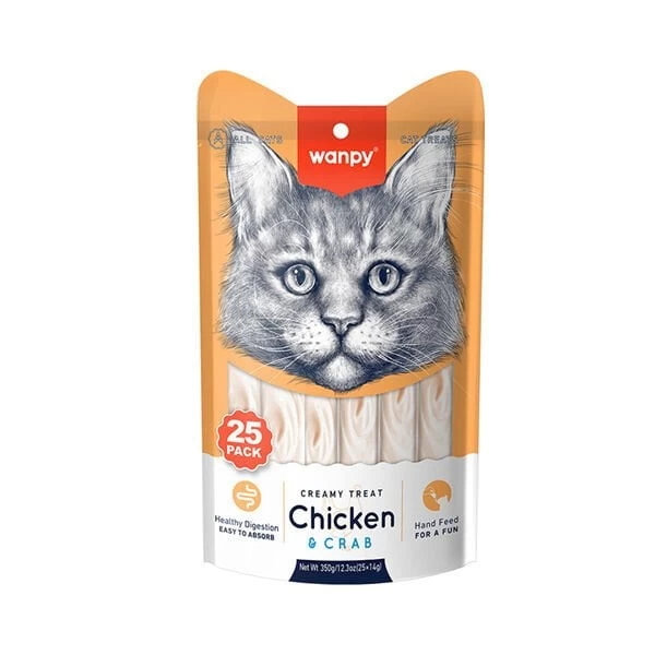 Wanpy Tavuklu Ve Yengeçli Sıvı Kedi Ödülü 14 Gr 25 Adet