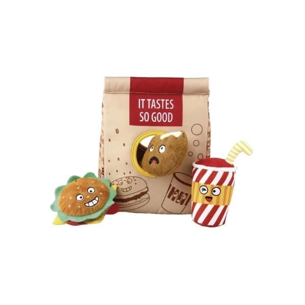 Gigwi Fast Food Oyun Çantası Peluş Kedi Ve Köpek Oyuncağı 11.5x21.8x26 Cm