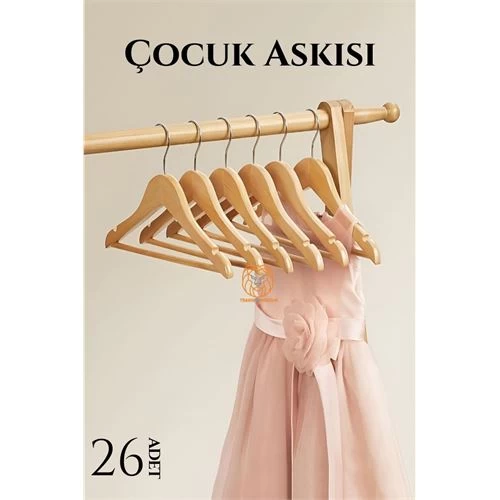 Modacar Mini Ahşap Çocuk Elbise Askısı 26 Adet