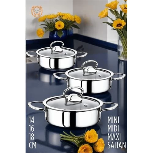 Modacar Sahan Tencere Mini Midi Maxi 3 Lü Set