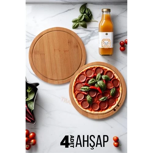 Modacar Pizza Sunum Ve Kesim Tahtası 4 Adet
