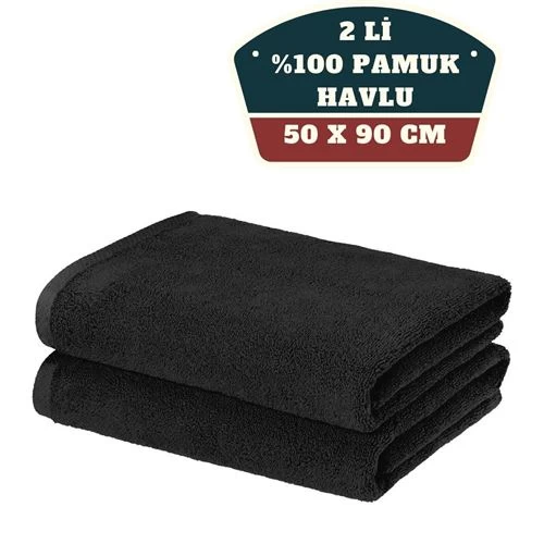 Modacar 4 Adet  Mikrofiber El Yüz Spor Havlusu 50x90 Siyah 715350 Toptan Paket