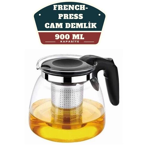 Modacar 4 Adet 900 Ml Süzgeçli French Press Cam Demlik Kaşık Hediyeli 715119 Toptan Paket