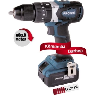 Proter PST 740 Kömürsüz Akülü Darbeli Vidalama 20 V 4,0 Ah