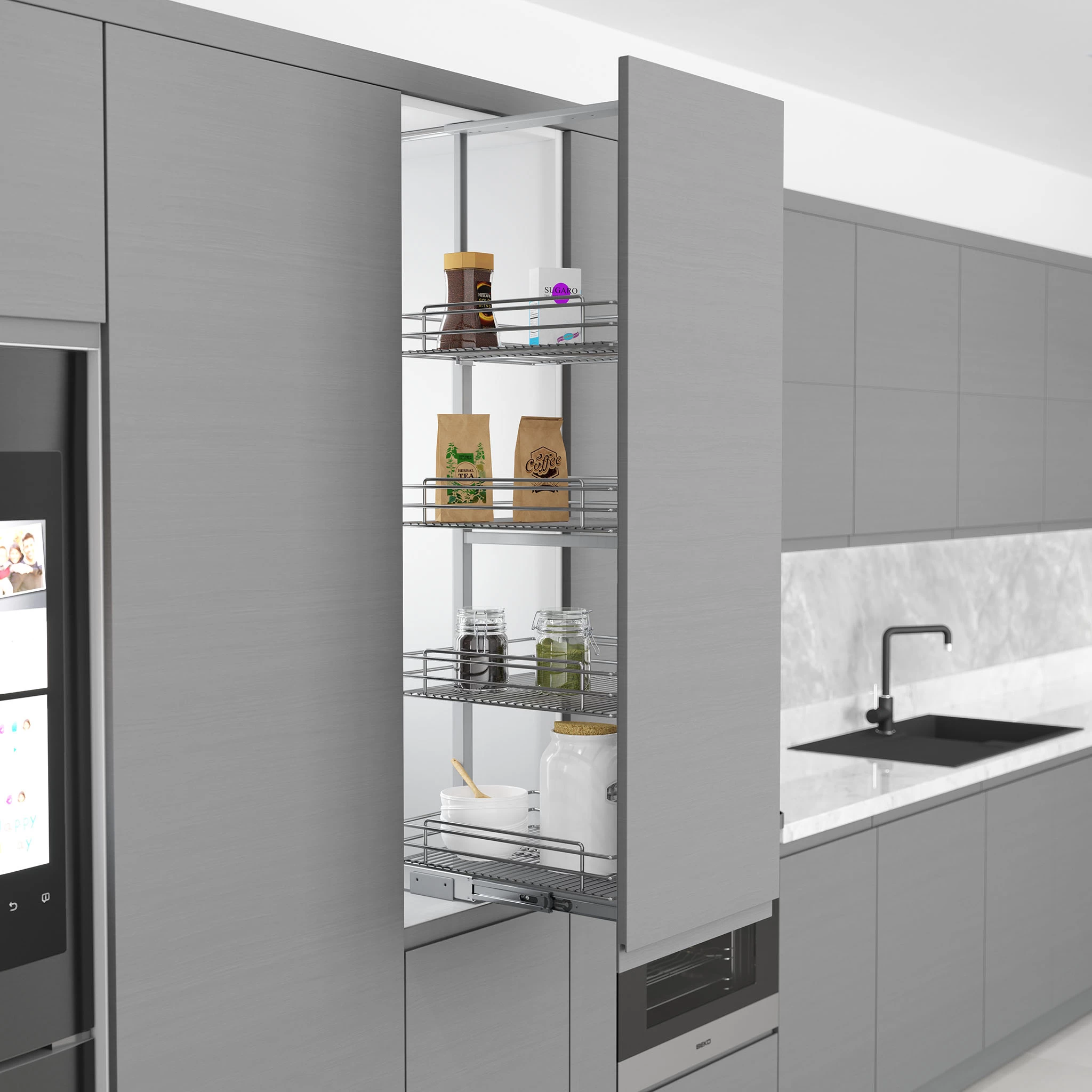 Starax S-1113-C Teleskopik Kiler 4 Sepet Krom 230 × 510 × 1250 mm 30 cm