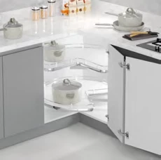 Starax S-3051-C 3/4 Borusuz Ahşap Tablalı Döner Sepet Takımı 750*600 Krom 64 Cm