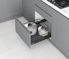 Starax S-2357-C Ahşap Tablalı Kapağa Monte Frenli Teleskopik Raylı Çekmece Krom 316 × 520 × 130 mm 35 cm