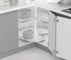 Starax S-3025-C 3/4 Ahşap Tablalı Döner Sepet Takımı Krom 830 × 700 mm 83 cm