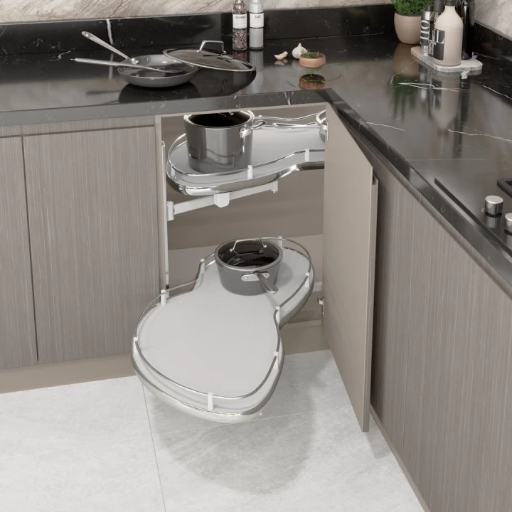 Starax S-3124-C Döner Tablalı Kör Köşe Mekanizması Sağ Krom Fasulye 60 cm