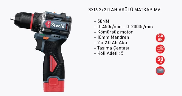 Stechend Sx16-2*2,0 Ah Akülü Matkap 16 V