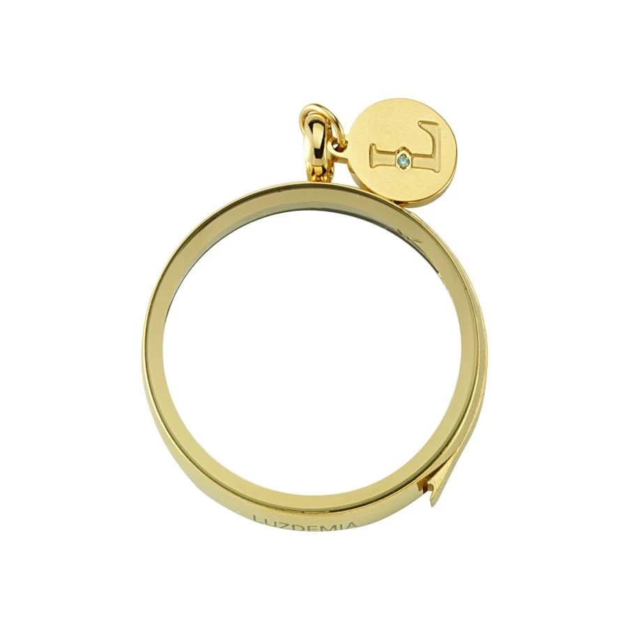 Swarovski Zirconia Logo Tag - Luzyo - 30 Mm - Gold - Magnifying