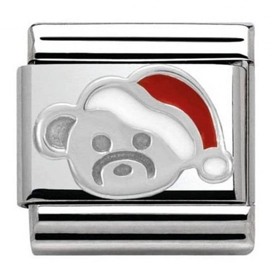 Nomination 330204/13 Classic Silvershine Christmas Teddy And Santa Hat Charm
