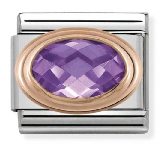 Nomination 430601/001  Purple Faceted Oval Cz In 9k Rose Gold Charm