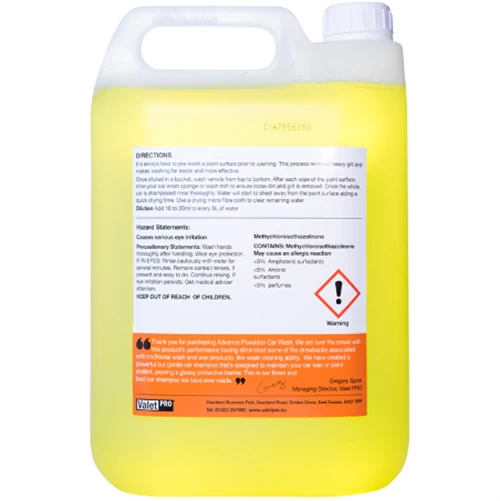 Valet Pro Advanced Poseidon Car Wash - Cilalı Parlatıcı Şampuan 5 Lt