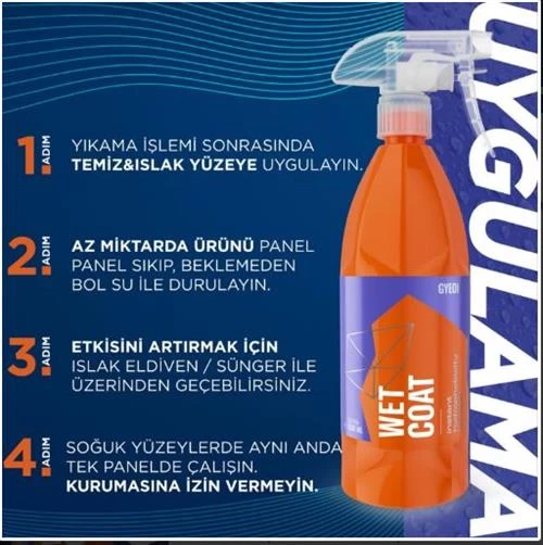 Gyeon Q²m Wetcoat Nano Boya Koruma Ve Seramik Sprey Hızlı Cila - 1000 Ml -su İtici Parlak Islak Cila
