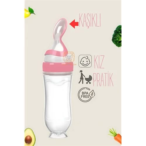 Transformacion 4 Adet Kaşıklı Mama Silikon Biberon Kiz Bebek Besleyici 719715