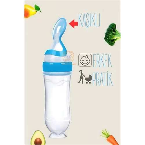 Transformacion 4 Adet Kaşıklı Mama Silikon Biberon Erkek Bebek Besleyici 719715