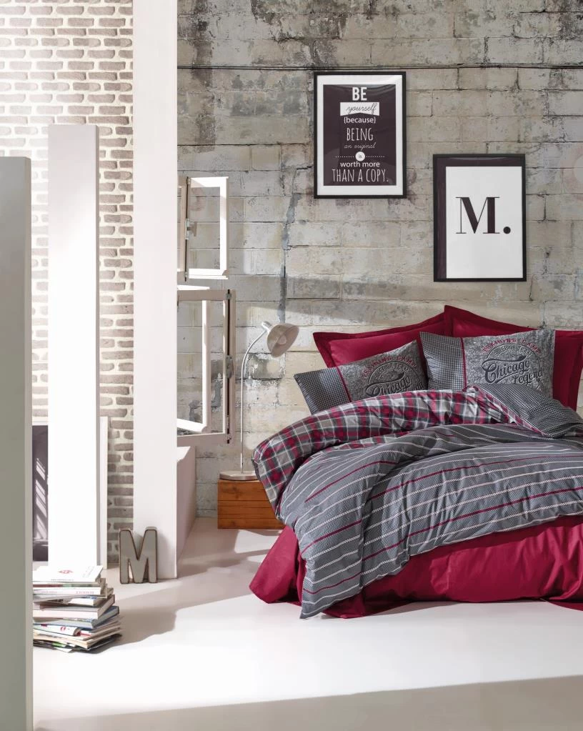 Cotton Box Masculine Tek Kişilik Nevresim Takımı Jonas Bordo