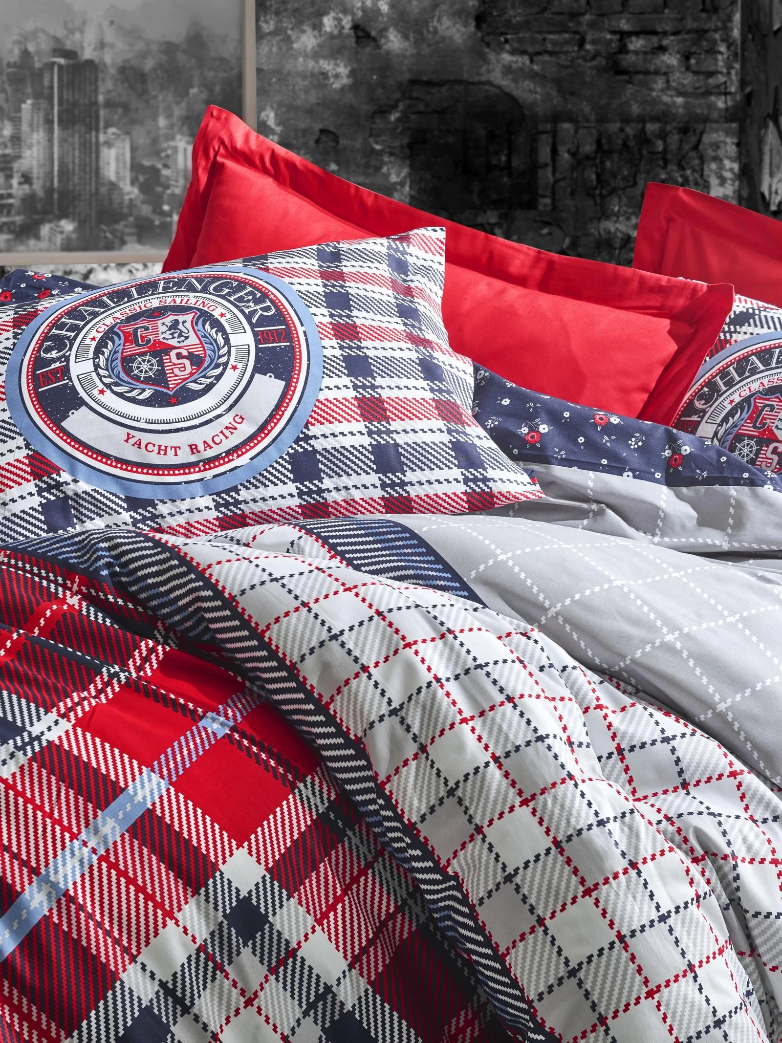 Cotton Box Masculine Çift Kişilik Nevresim Takımı Marco Kırmızı