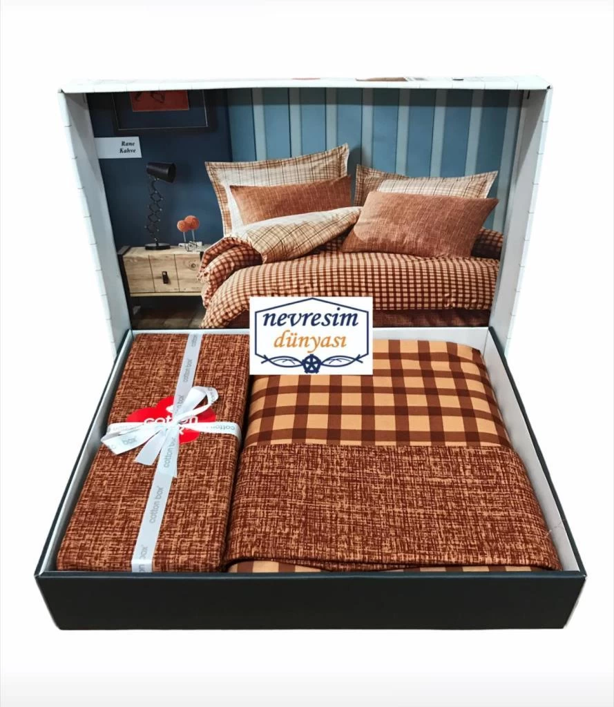 Cotton Box Modern Tek Kişilik Nevresim Takımı Rane Kahve