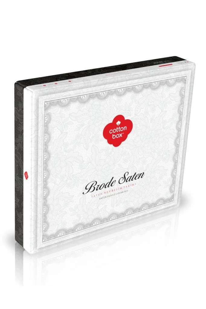Cotton Box Brode Nakışlı Çift Kişilik Saten Nevresim Takımı Gloria Mavi