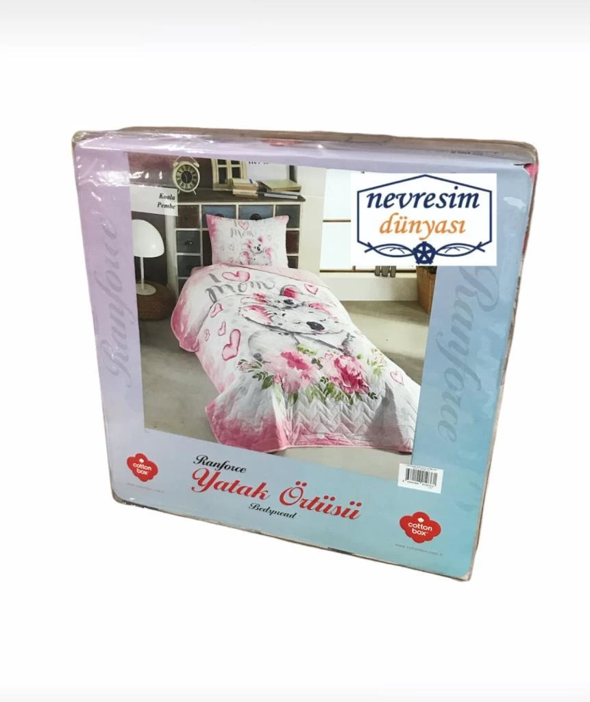Cotton Box Tek Kişilik Yatak Örtüsü Koala Pembe