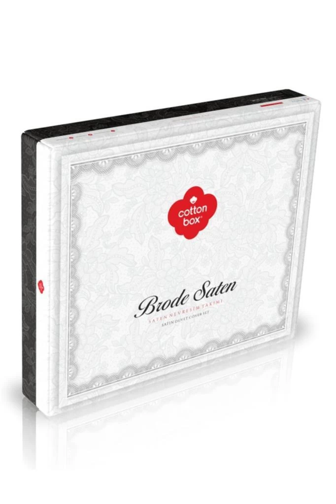 Cotton Box Brode Nakışlı Çift Kişilik Saten Nevresim Takımı Ella Mint