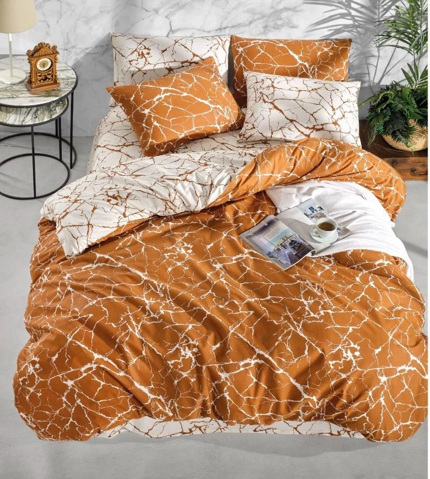 Nevresim Dünyası Classic Çift Kişilik Nevresim Takımı Marble Kahve