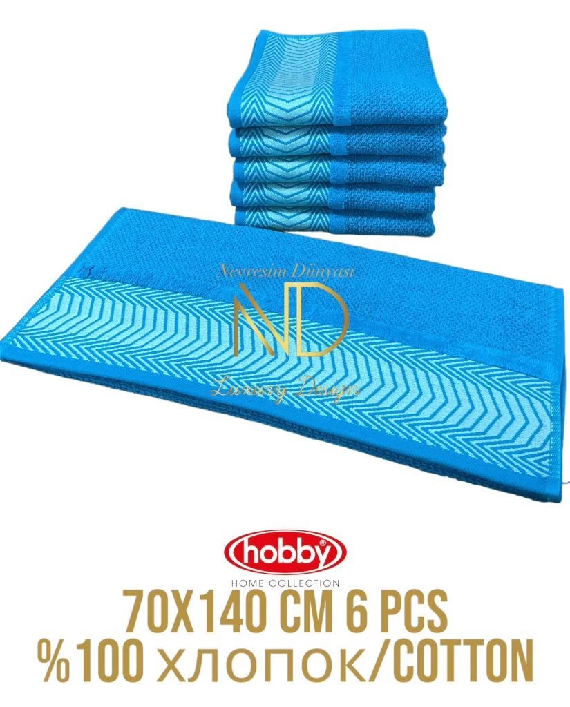 Hobby Pamuk 6´lı 70x140 Banyo Havlu Seti Arges Petrol