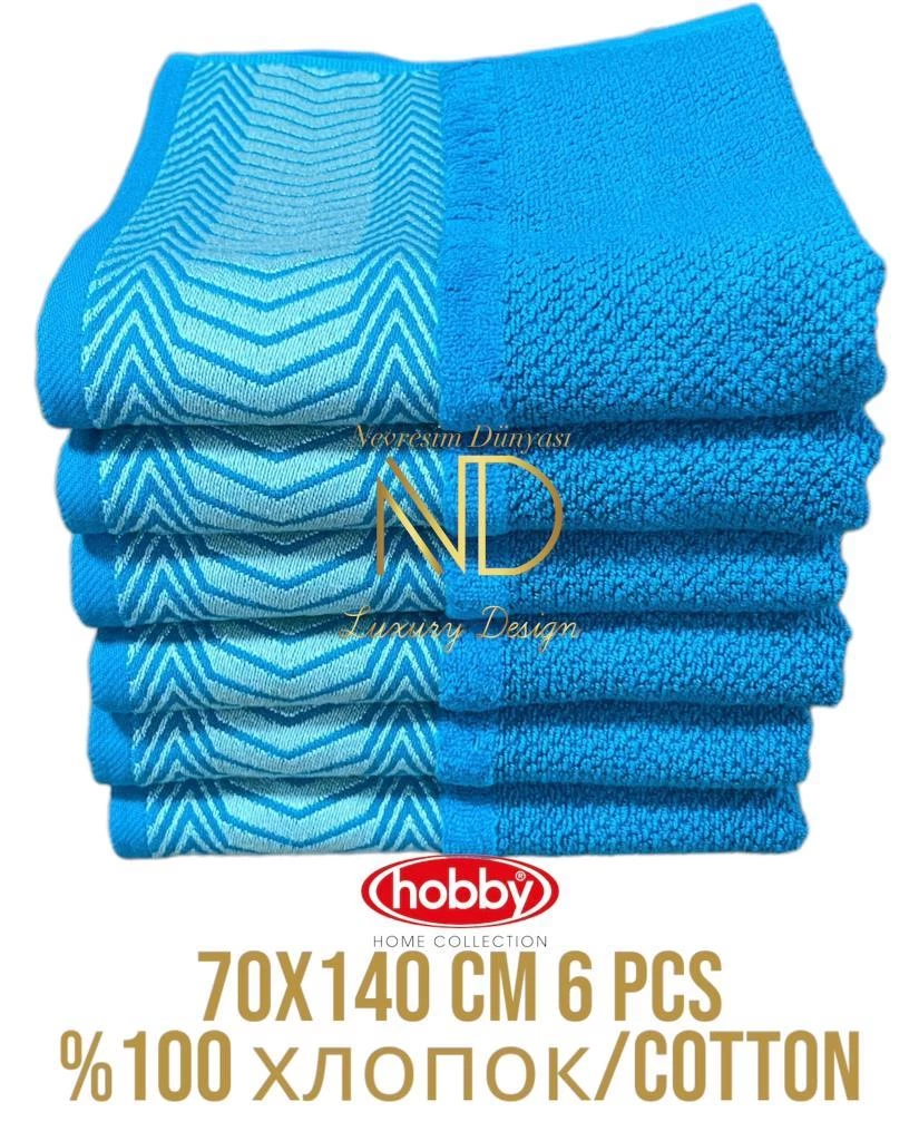 Hobby Pamuk 6´lı 70x140 Banyo Havlu Seti Arges Petrol