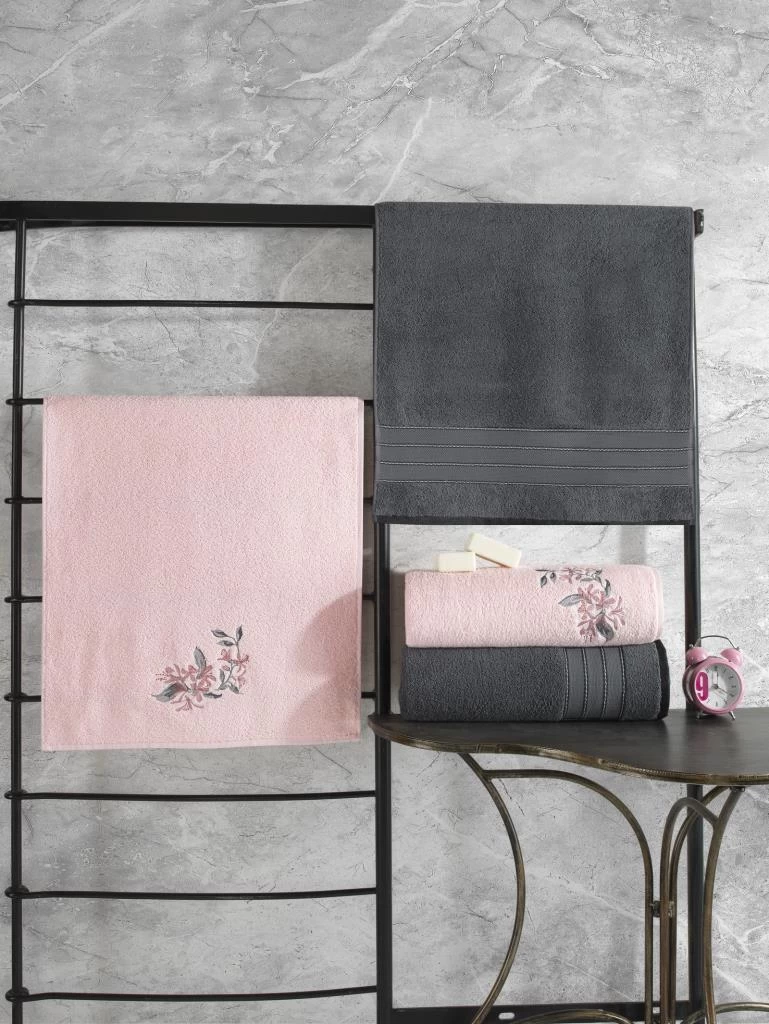 Cotton Box Colorful %100 Pamuk Hamam Havlu Seti Antrasit Pembe