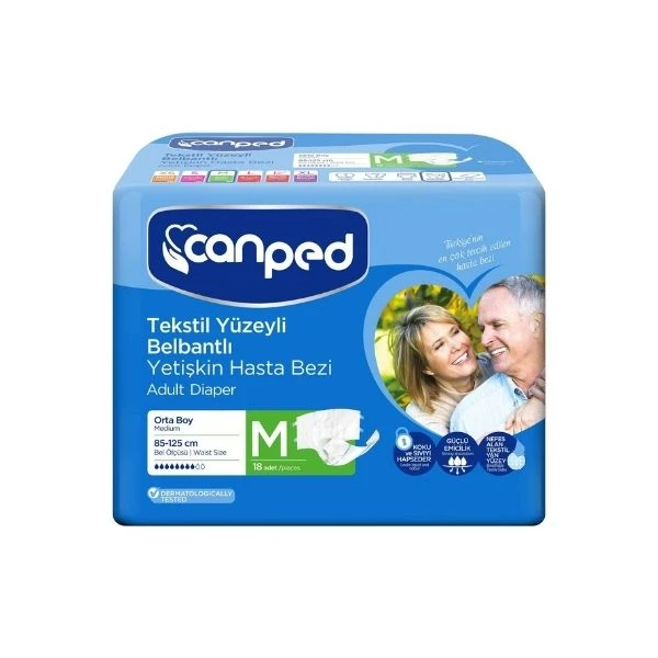 Canped Bel Bantlı Ekonomik Orta Boy Hasta Bezi 18’li