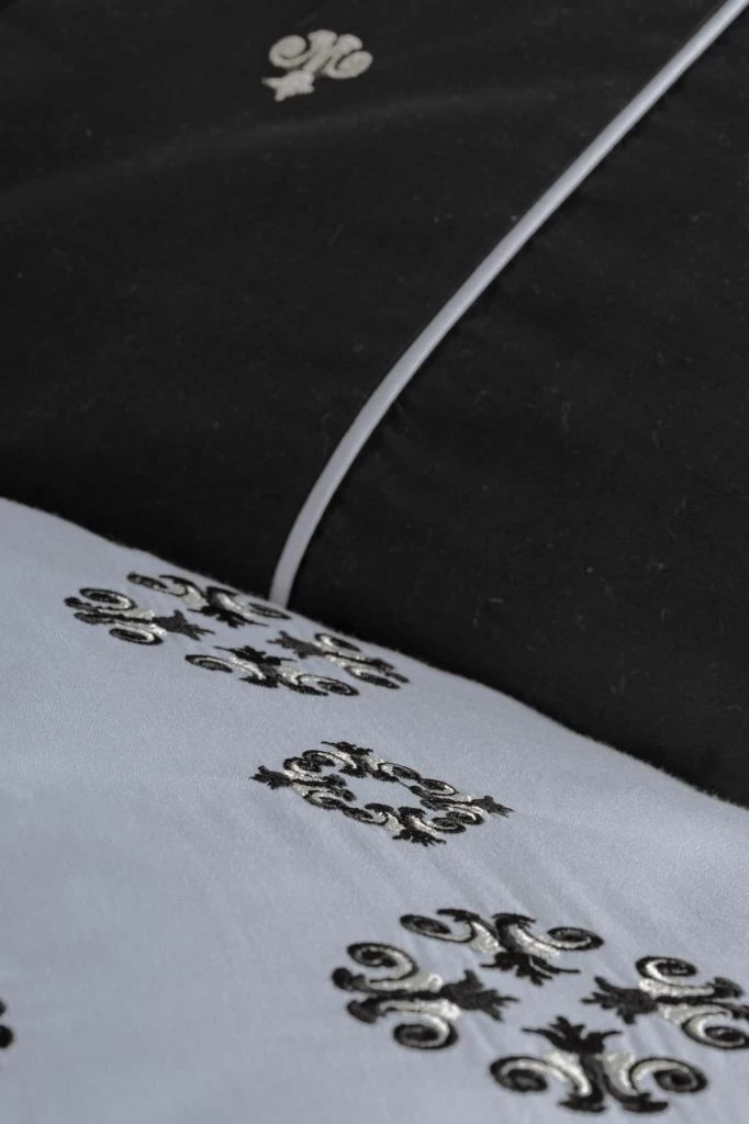 Cotton Box Brode Nakışlı Çift Kişilik Saten Nevresim Takımı Elisa Gri
