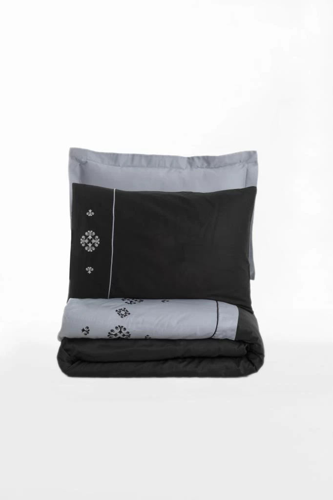 Cotton Box Brode Nakışlı Çift Kişilik Saten Nevresim Takımı Elisa Gri