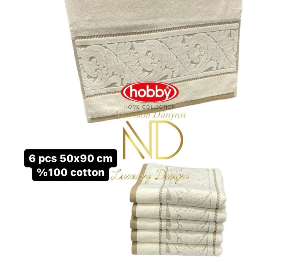 Hobby Sultan Krem 50x90 6'lı Havlu Seti