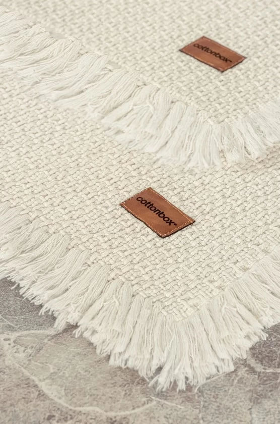 Cotton Box Bath Rug Set Krem 2'li 75x125 60x90