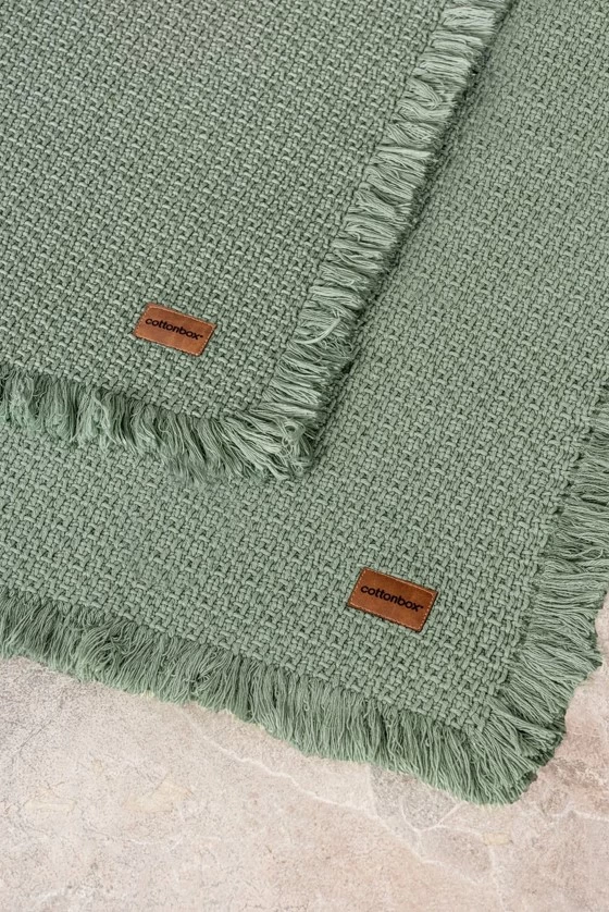 Cotton Box Bath Rug Set Yeşil 2'li 75x125 60x90