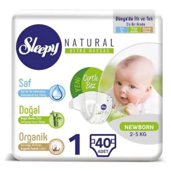 Sleepy Natural 1 Numara Yenidoğan 40 Adet Bebek Bezi