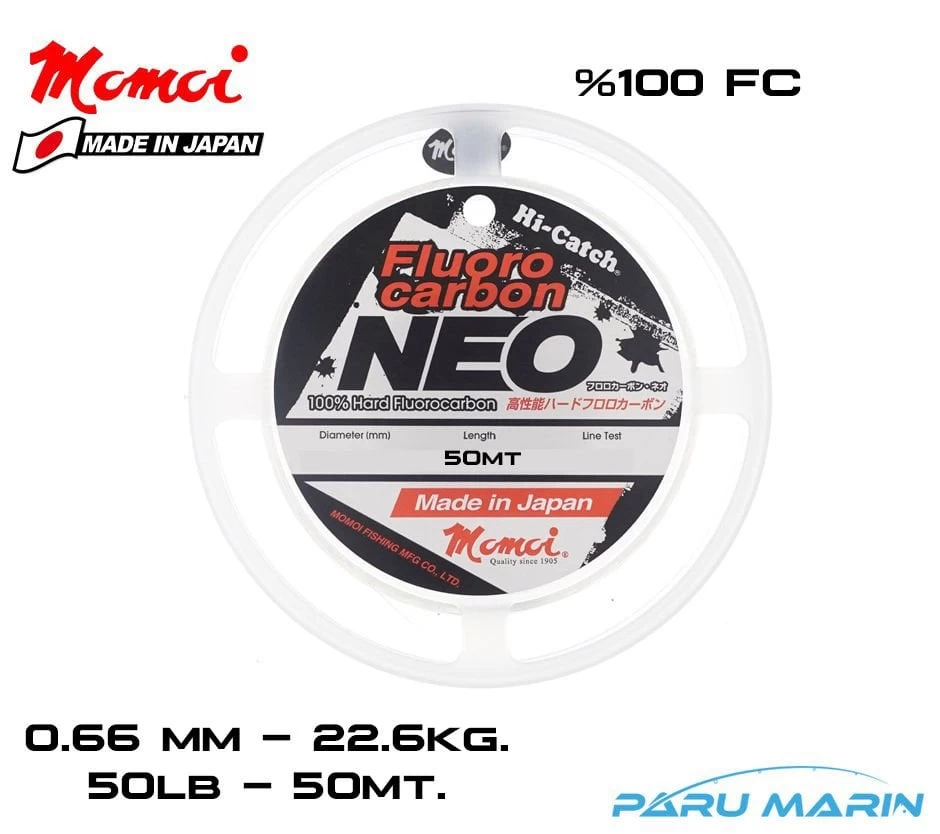 Momoi Hi-catch Neo %100 Fc Shock Leader 0.66mm-22.6kg. 50mt.