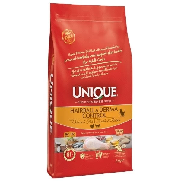 Unique Deri Ve Tüy Sağlığı Için Tavuklu Ve Balıklı Yetişkin Kedi Maması 2 Kg