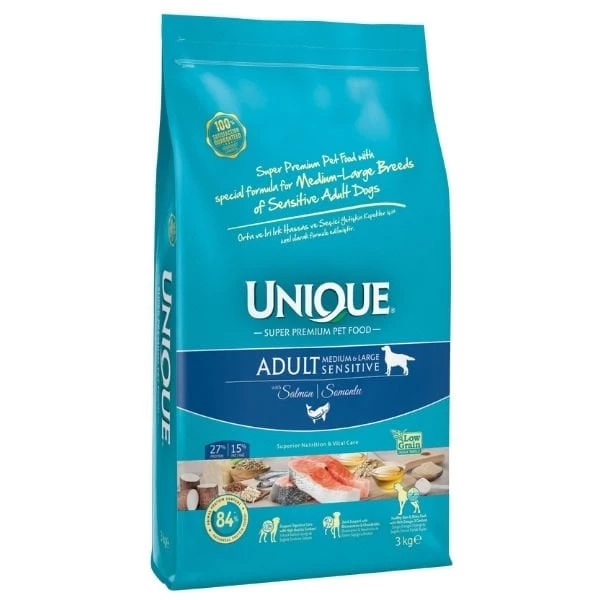 Unique Sensitive Somonlu Orta Ve Büyük Irk Düşük Tahıllı Yetişkin Köpek Maması 3 Kg