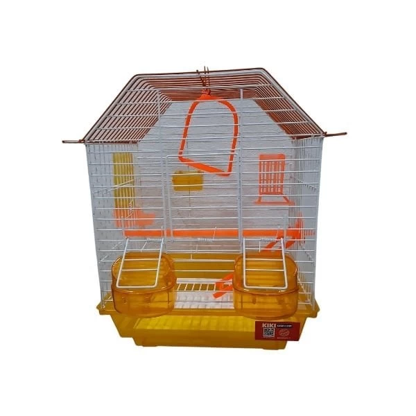 Kiki Excellent Düz Çatılı Çift Kapılı Ve Yemlikli Muhabbet Kuşu Kafesi 38x29x20 Cm