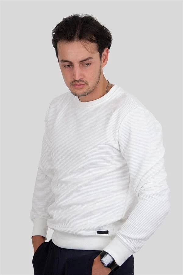 Cazador Ottoman Bisiklet Yaka Sweatshirt - Beyaz S Beden