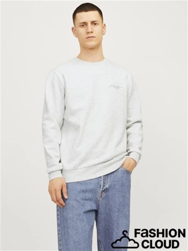 Jack & Jones Üç İplik Küçük Baskılı Erkek Sweatshirt  - Beyaz XL Beden