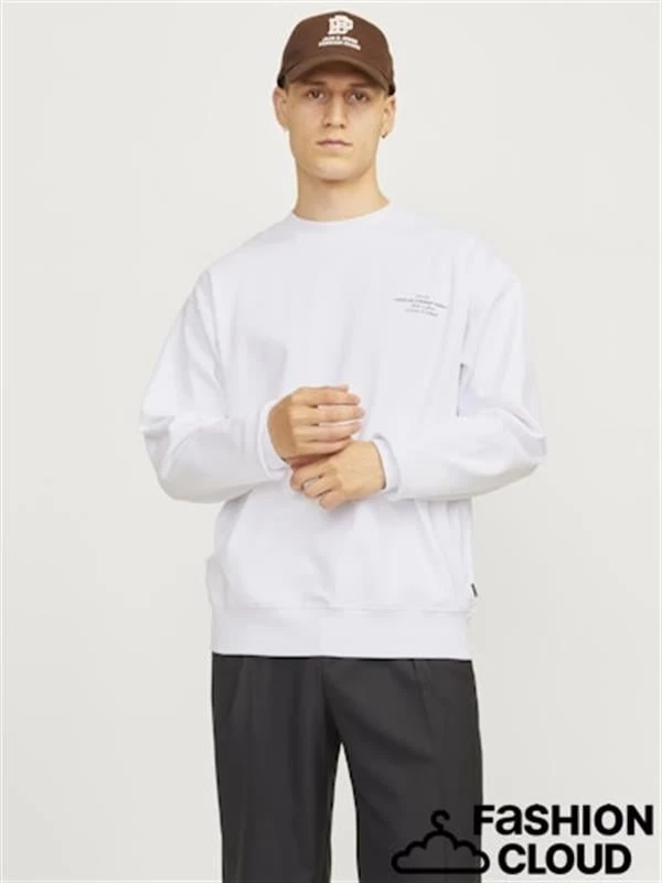 Jack & Jones 2 İplik Erkek Basic Sweat - Beyaz XL Beden