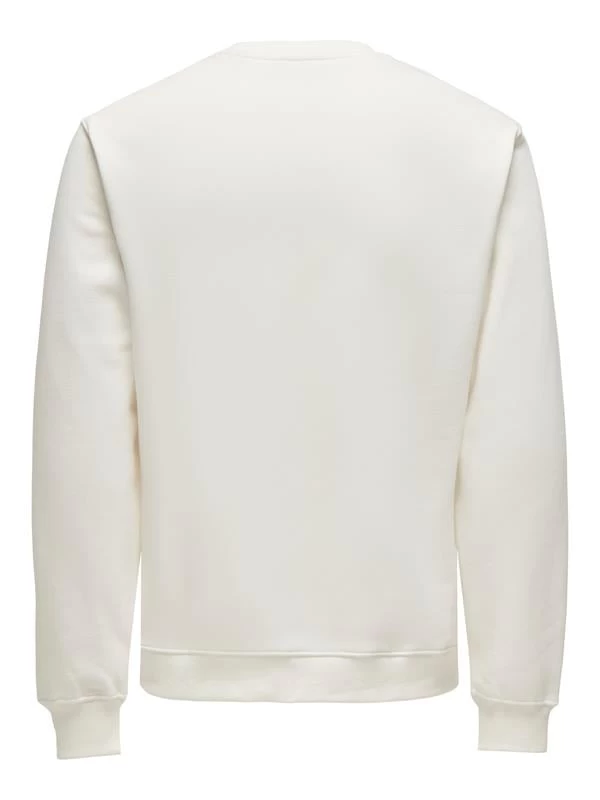 Only & Sons Sıfır Yaka Şardonlu Erkek Sweatshirt  - Beyaz L Beden