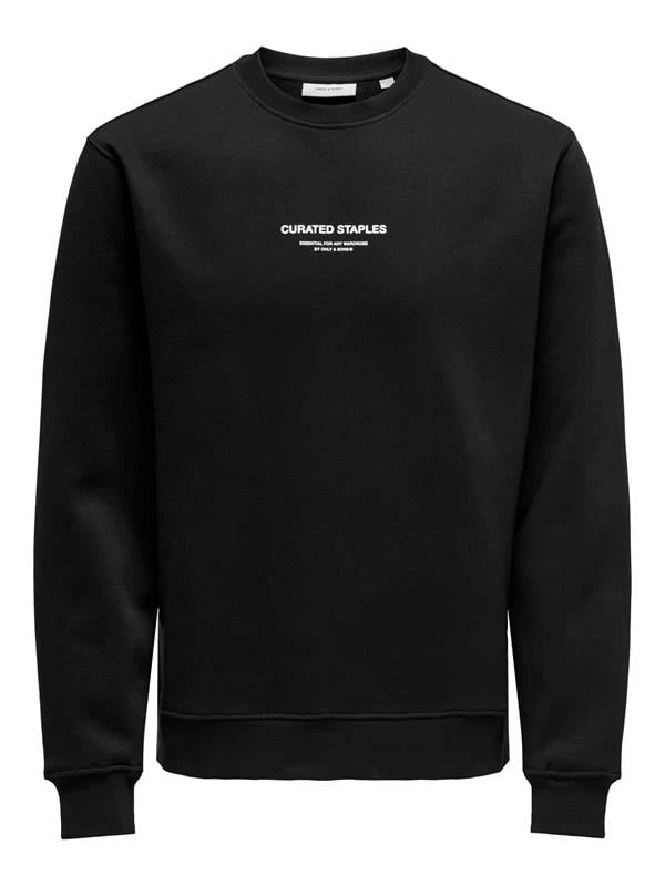 Only & Sons Sıfır Yaka Şardonlu Erkek Sweatshirt  - Siyah 2XL Beden