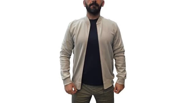 Hakim Yaka Tam Fermuar Erkek Hırka - Renk: Gri, Beden: Xxlarge