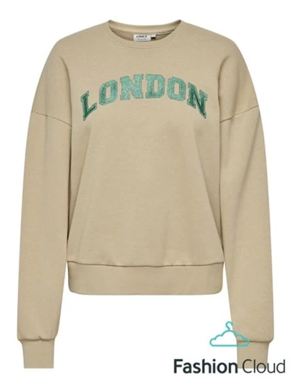 Jack & Jones Oversize Kalıp Baskılı Kadın Sweatshirt  - Bej L Beden