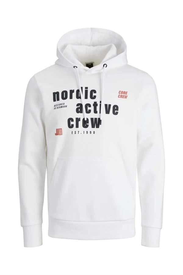 Jack & Jones Baskılı Kapüşonlu Sweatshirt - Beyaz M Beden